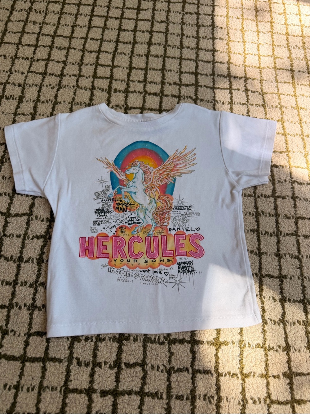 Realisation Par Elton John T Shirt Size Small White Cropped Baby Tee Hercules